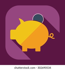 Flat modern design with shadow icons piggy bag