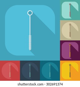 Flat modern design with shadow icons brush for cleaning hookah