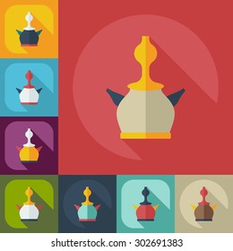 Flat modern design with shadow icons parts hookah