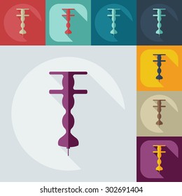 Flat modern design with shadow icons parts hookah
