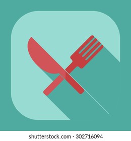 Flat modern design with shadow icons tableware