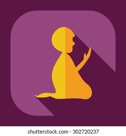 Flat modern design with shadow icons Muslim  praying