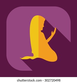 Flat modern design with shadow icons Muslim  praying