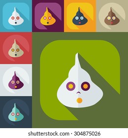 Flat modern design with shadow icons turd, feces
