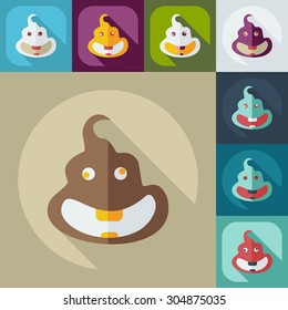 Flat modern design with shadow icons turd, faeces