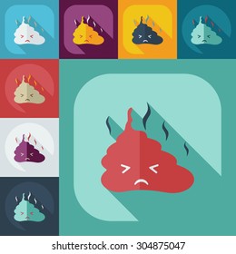 Flat modern design with shadow icons turd, feces
