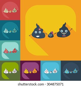 Flat modern design with shadow icons turd, faeces