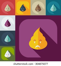 Flat modern design with shadow icons turd, faeces