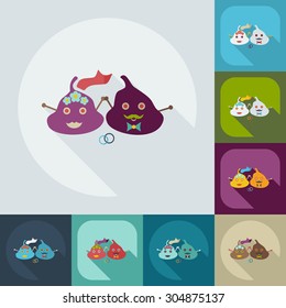 Flat modern design with shadow icons turd, feces