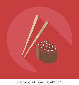 Flat modern design with shadow icons Japanese sushi