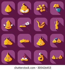 Flat modern design with shadow icons faeces
