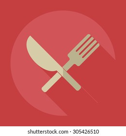 Flat modern design with shadow icons tableware