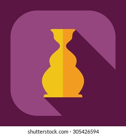 Flat modern design with shadow icons parts hookah