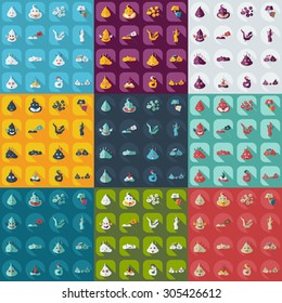 Flat modern design with shadow icons faeces