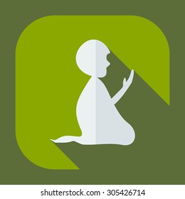 Flat modern design with shadow icons Muslim  praying