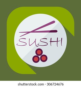 Flat modern design with shadow icons Japanese sushi