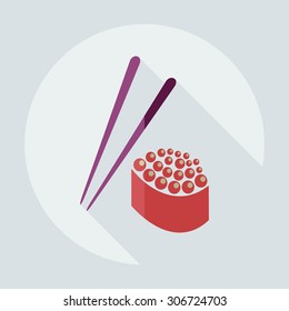 Flat modern design with shadow icons Japanese sushi