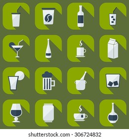 Flat modern design with shadow icons beverage