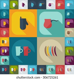Flat modern design with shadow icons kitchen