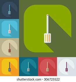 Flat modern design with shadow icons spatulas