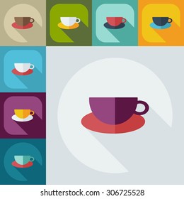 Flat modern design with shadow icons cup