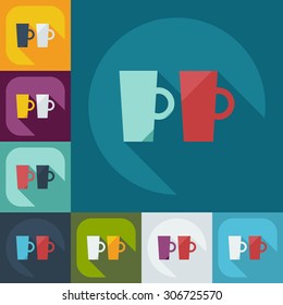 Flat modern design with shadow icons cup
