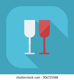 Flat modern design with shadow icons wineglass