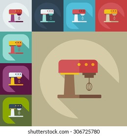 Flat modern design with shadow icons kitchen mixer