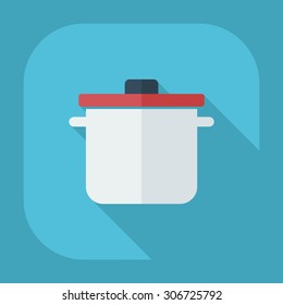 Flat modern design with shadow icons saucepan