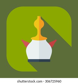 Flat modern design with shadow icons parts hookah