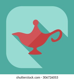 Flat modern design with shadow icons genie lamp