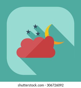 Flat modern design with shadow icons cloud moon stars