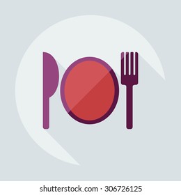 Flat modern design with shadow icons tableware