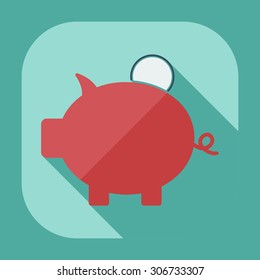 Flat modern design with shadow icons piggy bag