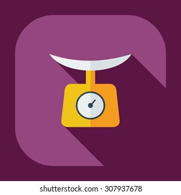 Flat modern design with shadow icons kitchen scales