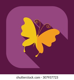 Flat modern design with shadow icons butterfly