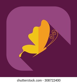 Flat modern design with shadow icons butterfly
