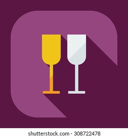 Flat modern design with shadow icons wineglass
