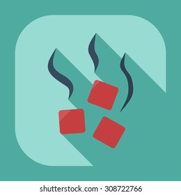 Flat modern design with shadow icons coal for hookah
