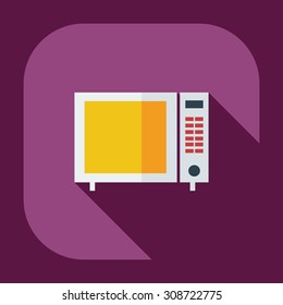 Flat modern design with shadow icons oven, kitchen