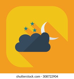 Flat modern design with shadow icons cloud moon stars