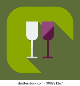 Flat modern design with shadow icons wineglass
