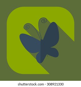 Flat modern design with shadow icons butterfly