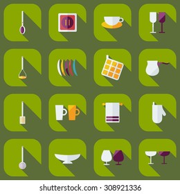 Flat modern design with shadow icons kitchen