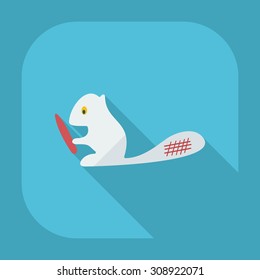 Flat modern design with shadow icons beaver