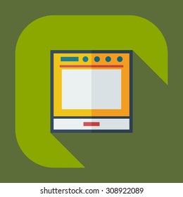 Flat modern design with shadow icons oven, kitchen