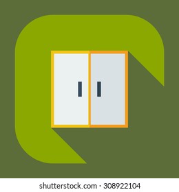 Flat modern design with shadow icons wardrobe, furniture