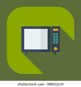 Flat modern design with shadow icons oven, kitchen