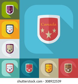Flat modern design with shadow icons arms of canada