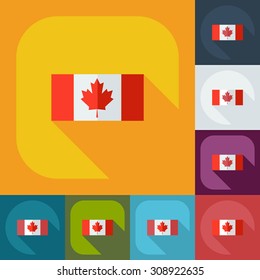 Flat modern design with shadow icons flag of Canada